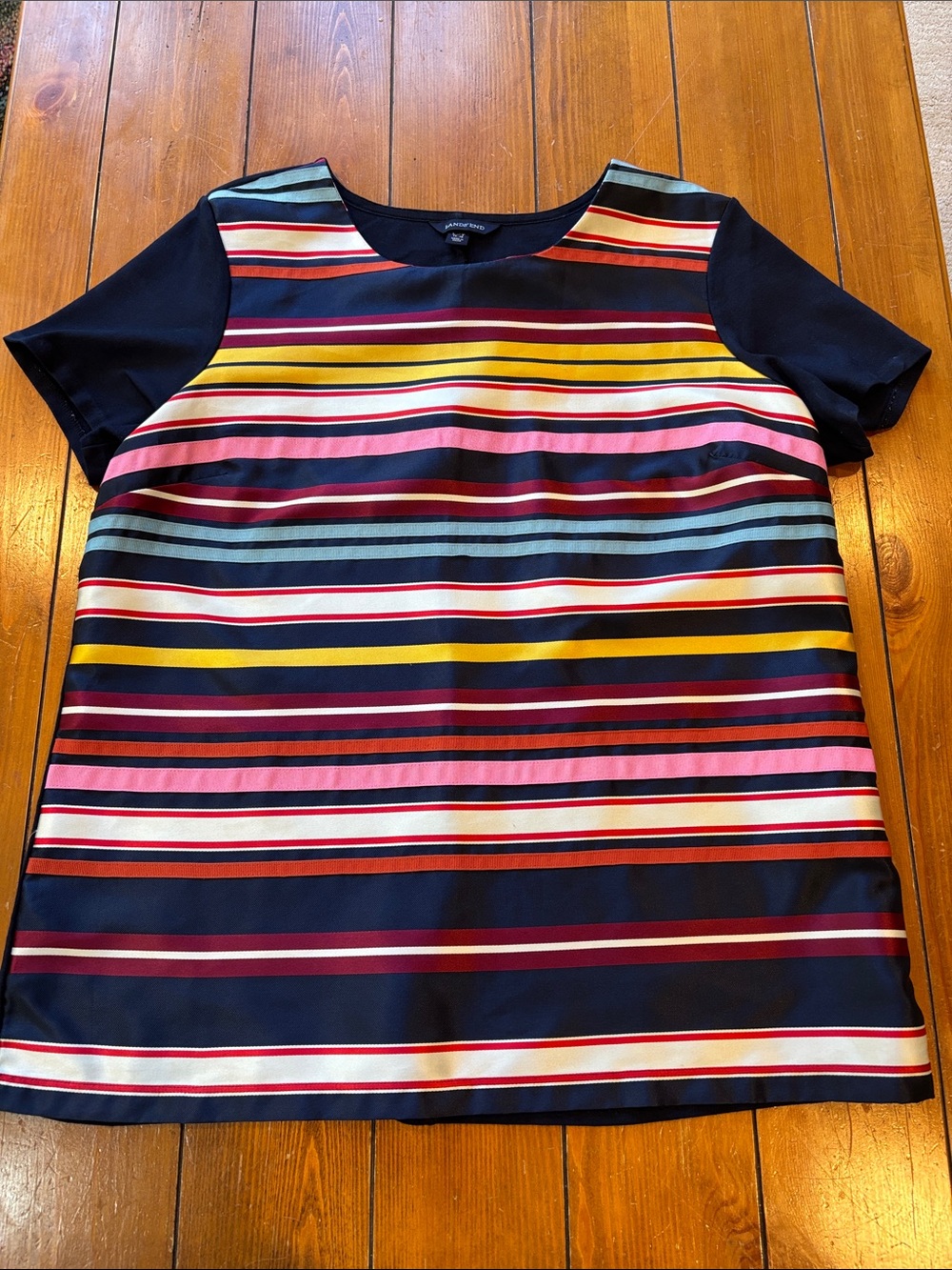 Lands' End Navy Grosgrain Ribbon Front Top Size L (14/16) EUC